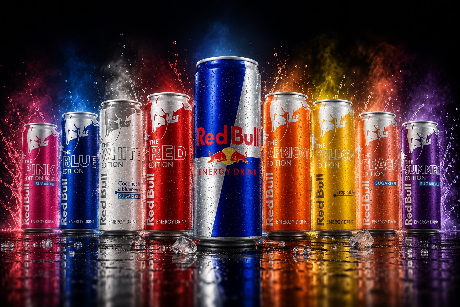 Illustration till Alla Red Bull-smaker rankade 2026 – klassikern och dess varianter