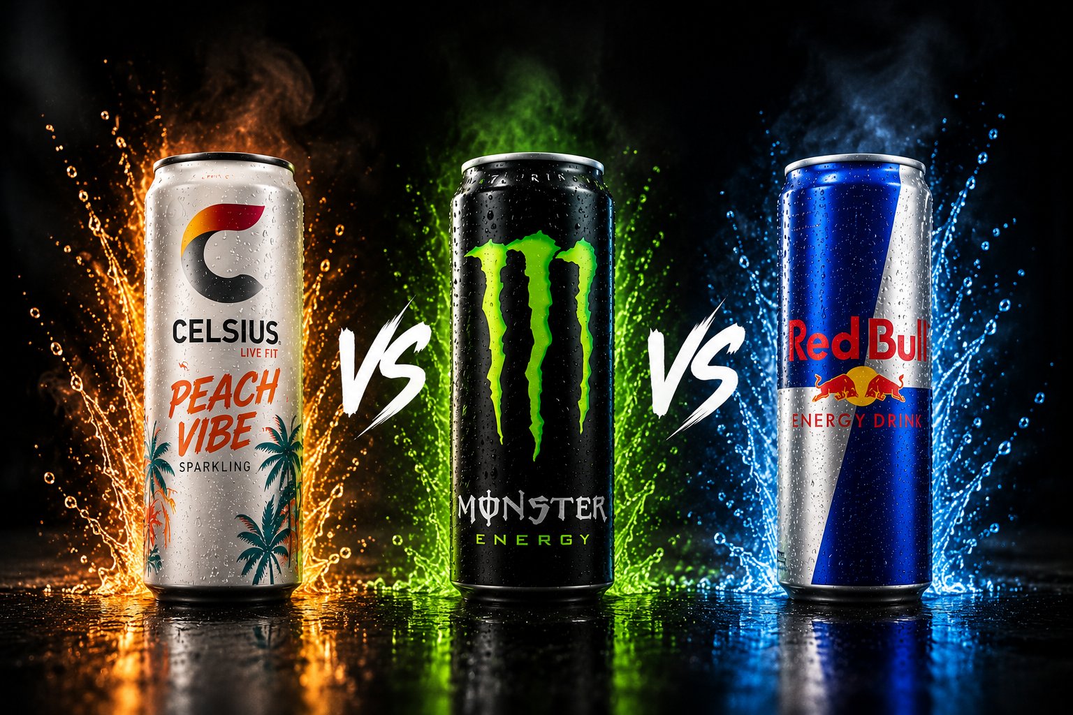 Illustration till Celsius vs Monster vs Red Bull - Vilken energidryck passar dig bäst?